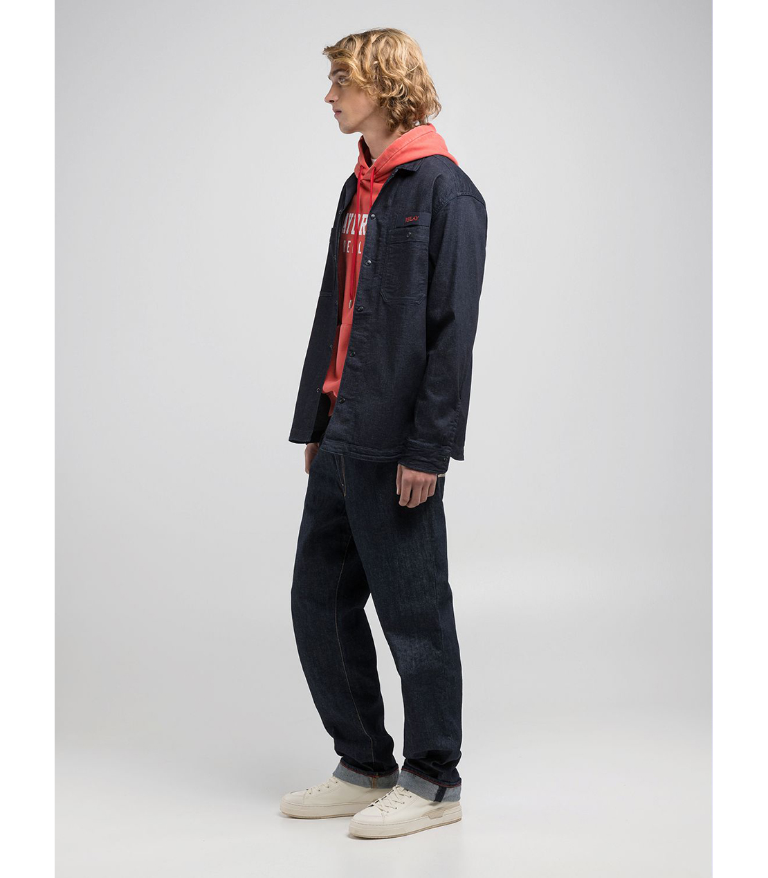 リラックスフィット レタリングデニムシャツ 詳細画像 ダークブルー 4